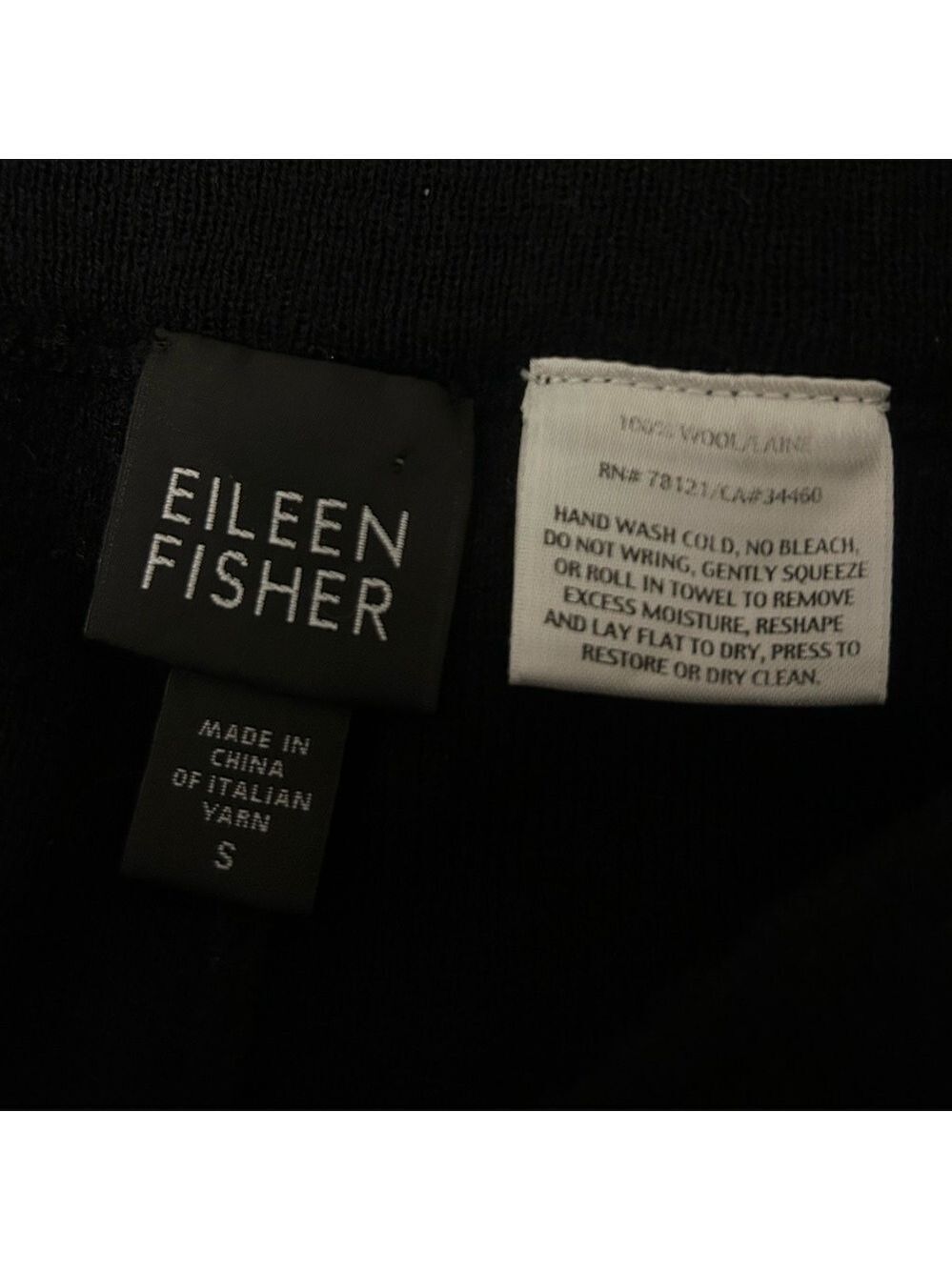 Eileen Fisher 100% Wool Knit Black Straight Leg Pants Small - Picture 3 of 6